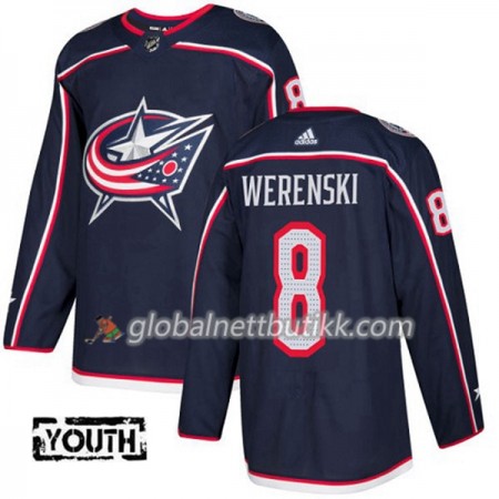 Blue Jackets Hockeydrakt Zach Werenski 8 2017-2018 Blå Adidas Authentic - Barn